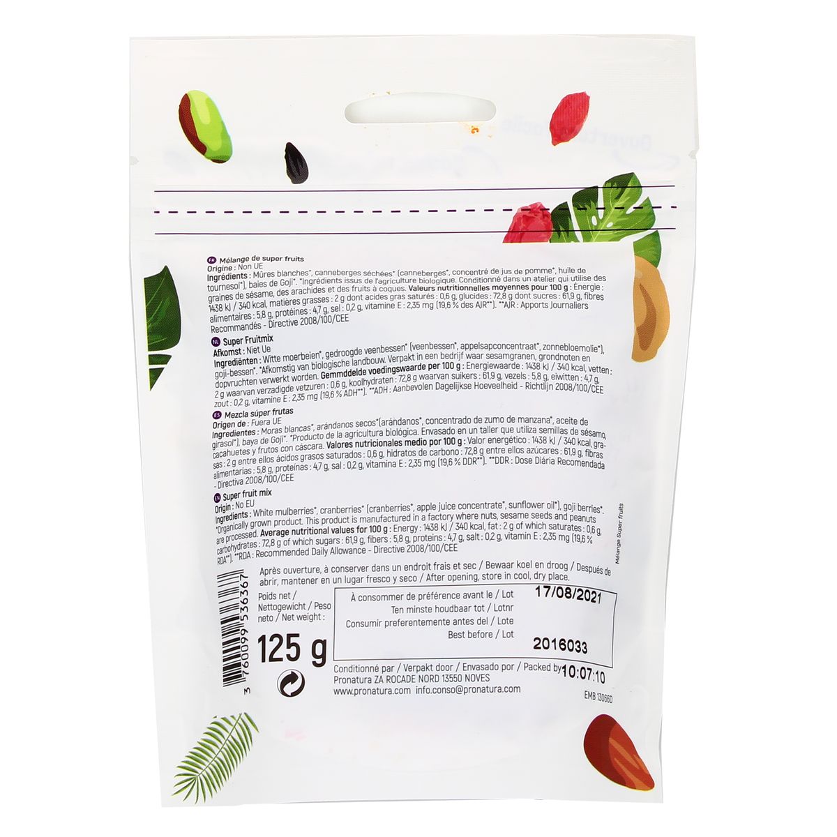 3760099536367 - Pronatura - Mélange super fruits bio