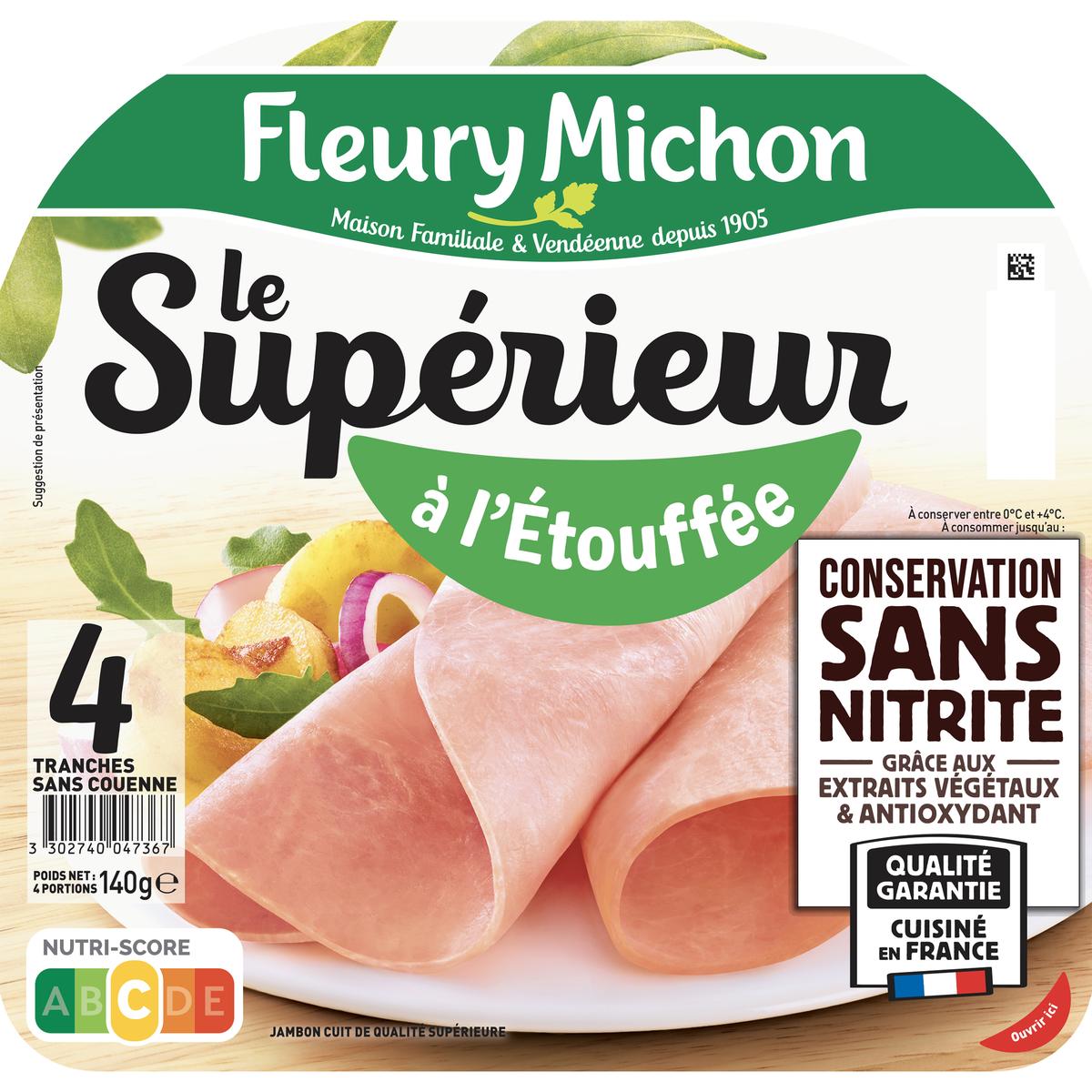 3302740047367 - Fleury Michon - Jambon Supérieur Cuit à l'Etouffée, Conservation sans Nitrites
