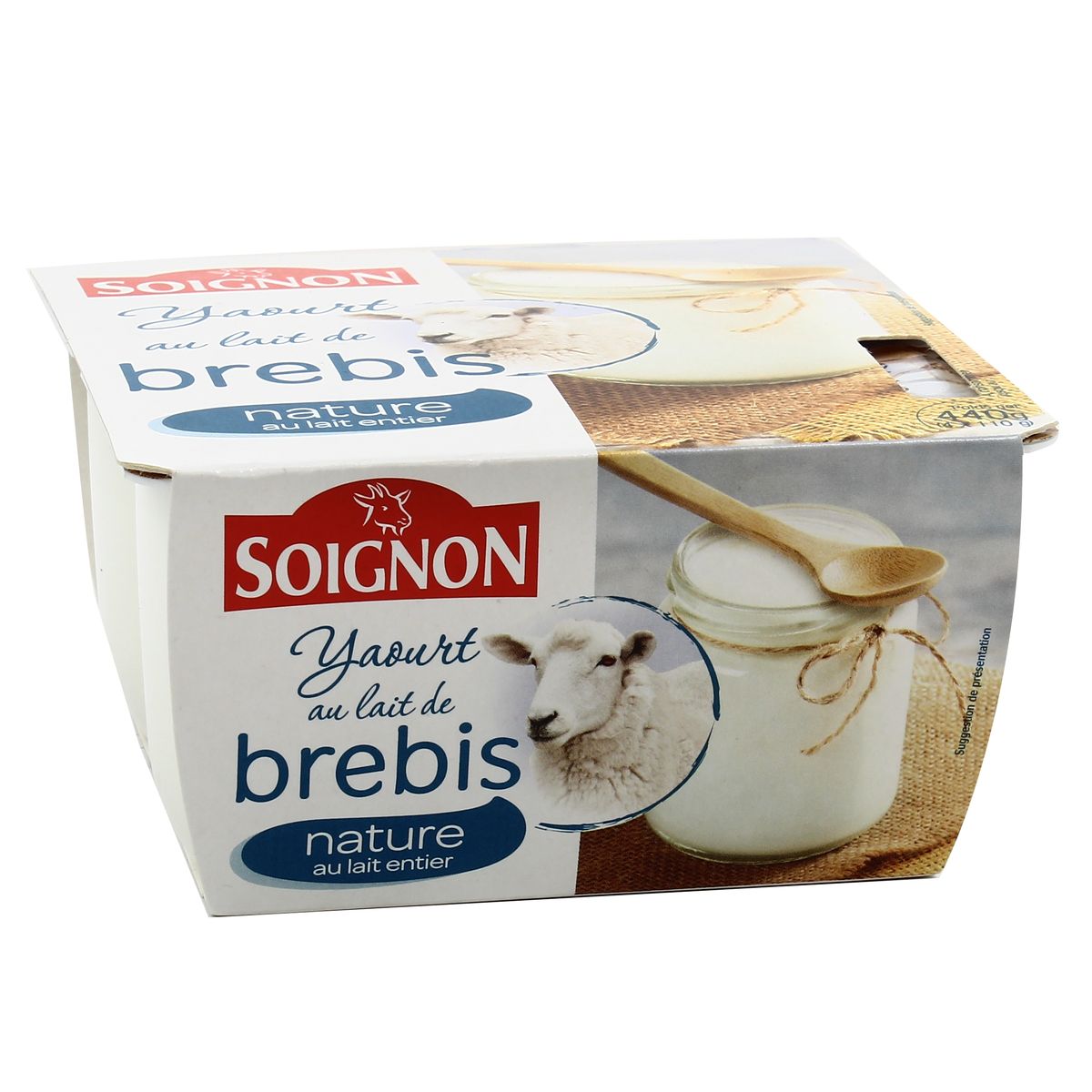 Yaourt au lait entier de brebis vanille 4 x 110 g - Soignon - 440 g