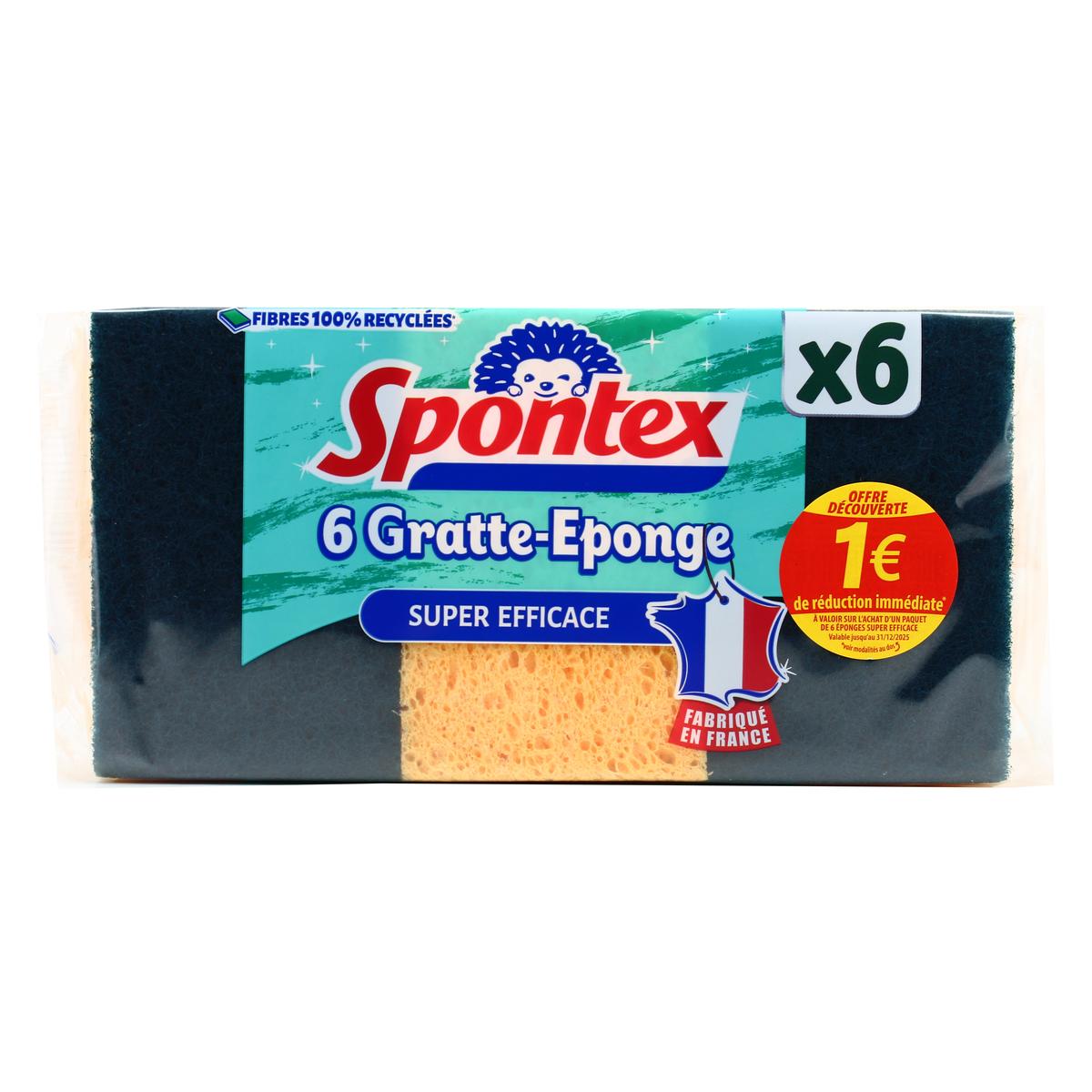 Eponge Multi-Usage Gratante Très Verte SPONTEX : le paquet de 6