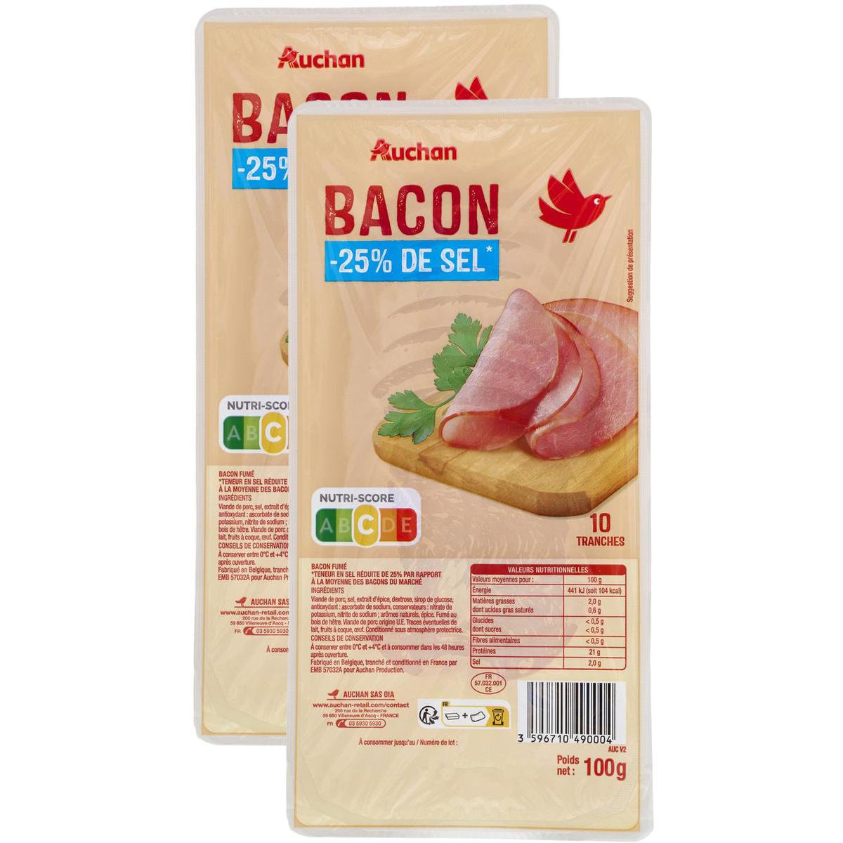 2050000410468 - Auchan - Bacon Réduit En Sel