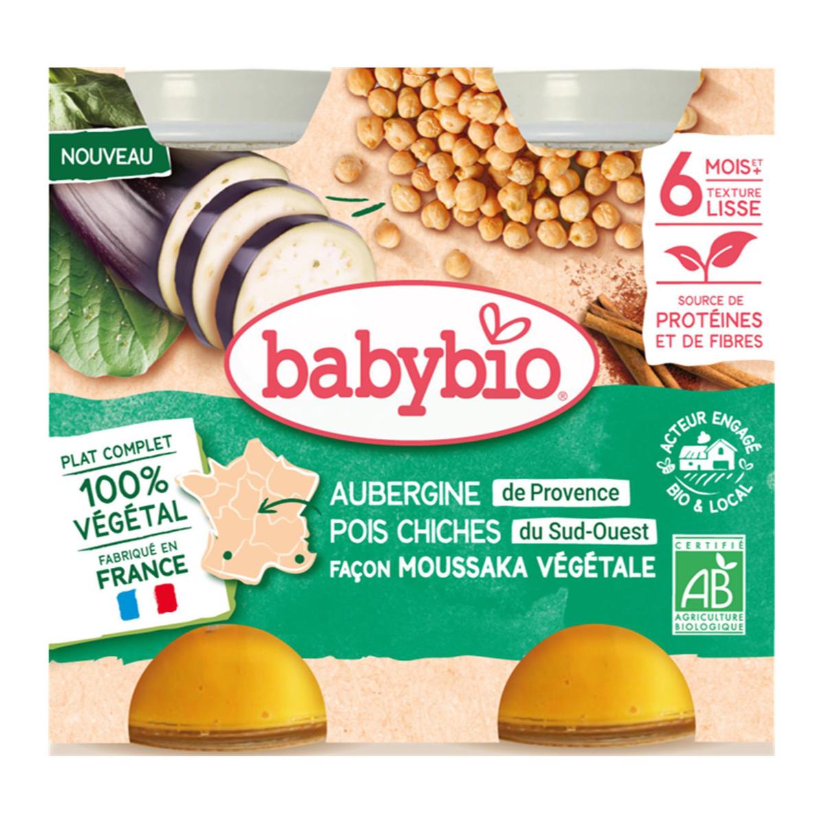 3288131510668 - Babybio - Moussaka Végétale- Aubergines, Pois Chiches Pot Bébé Dès 6 mois