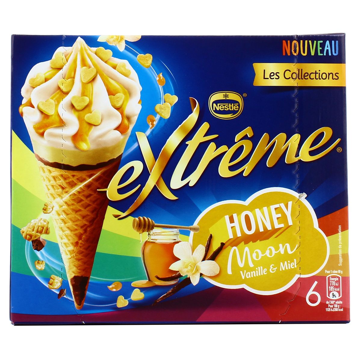 7613036833868 - Extrême - 6 Cônes glacés Honey Moon- Vanille et miel 6x100ml