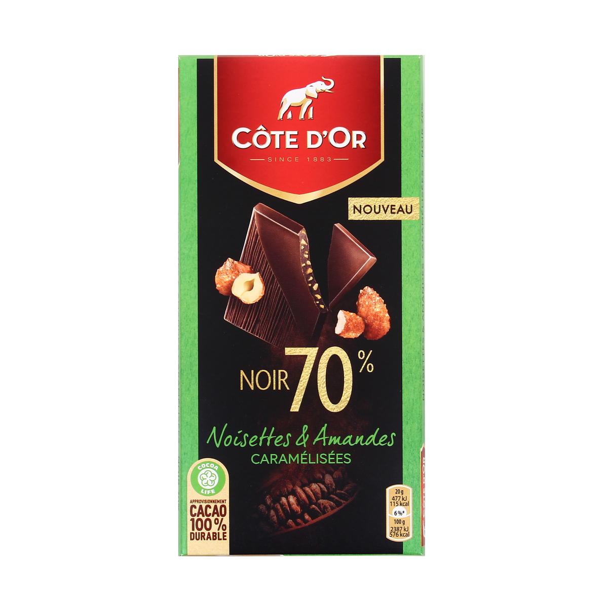 Cote D'Or Chocolat Noir et Amandes Entieres 180g 