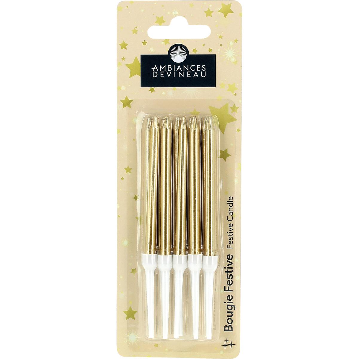 3482356828168 - Ambiances Devineau - Bougies laquées or avec longues bobèches