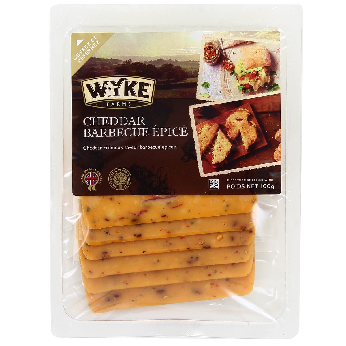 Wyke Farms Cheddar Tranché Saveur Barbecue Epicé, 160g, 8 tranches