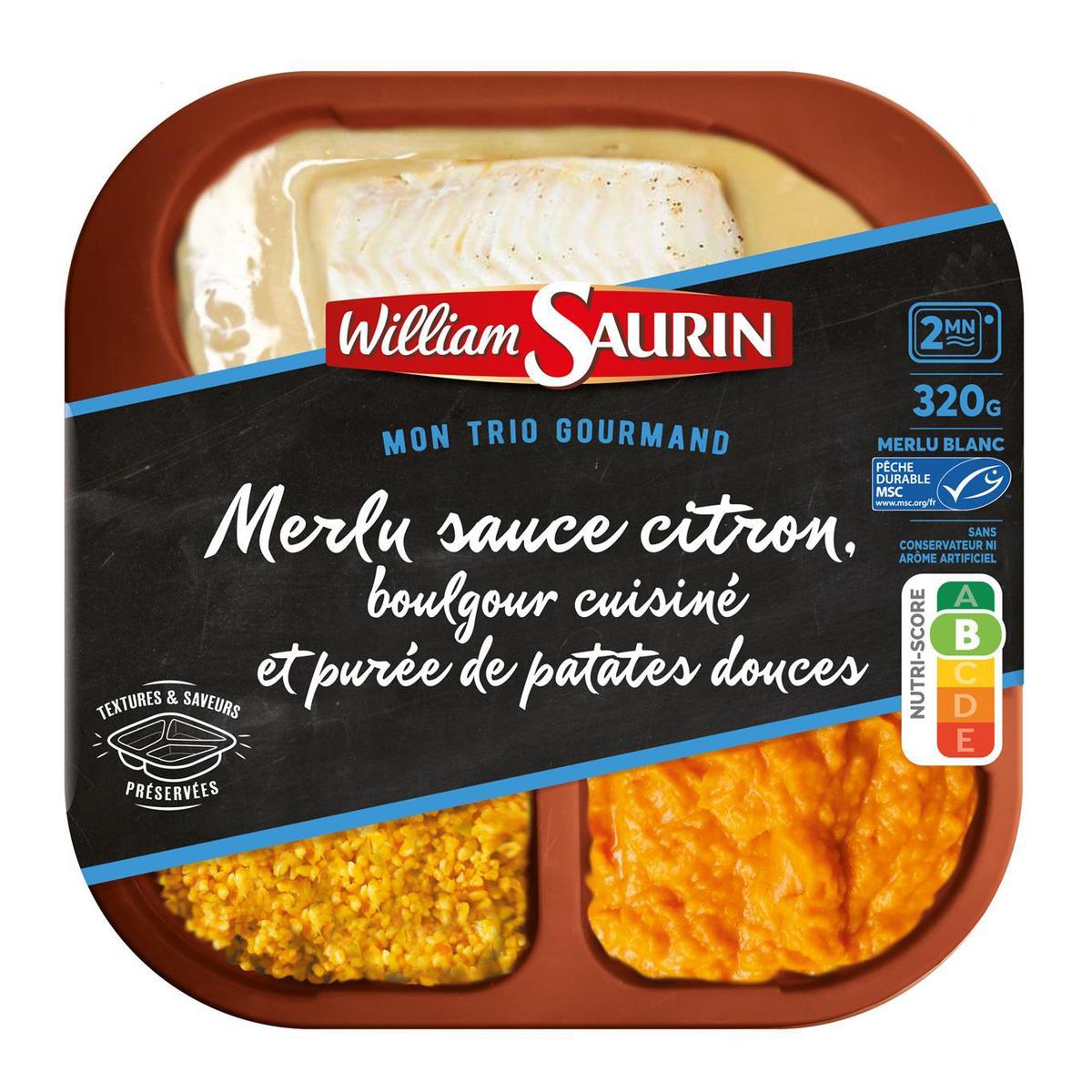 3261055954169 - William Saurin - Mon Trio Gourmand - Merlu sauce citron, boulgour cuisiné et purée de patates douces