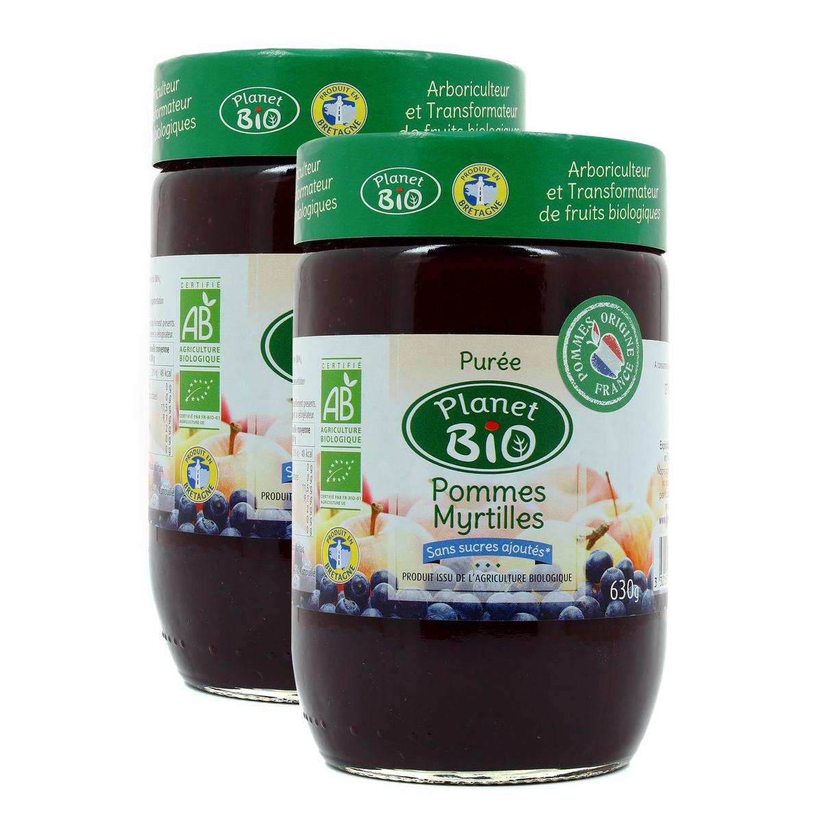 2050000386169 - Planet Bio - Purée pomme myrtille Bio sans sucre ajoutés