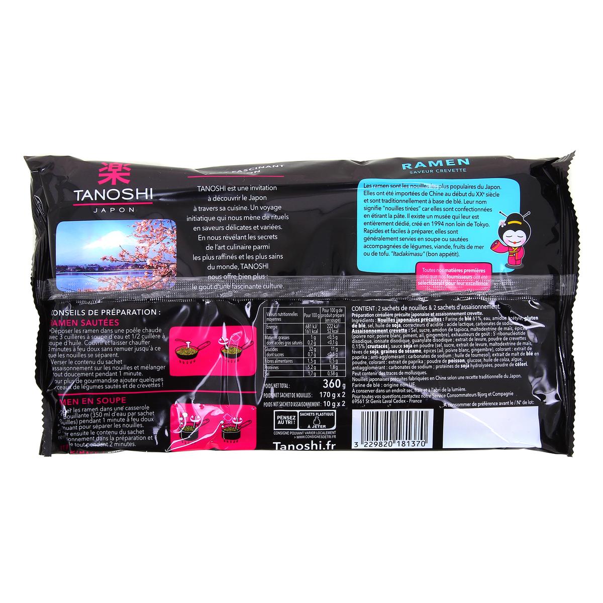 3229820181370 - Tanoshi - Japon - Ramen Saveur Crevettes Nouilles Japonaises Précuites