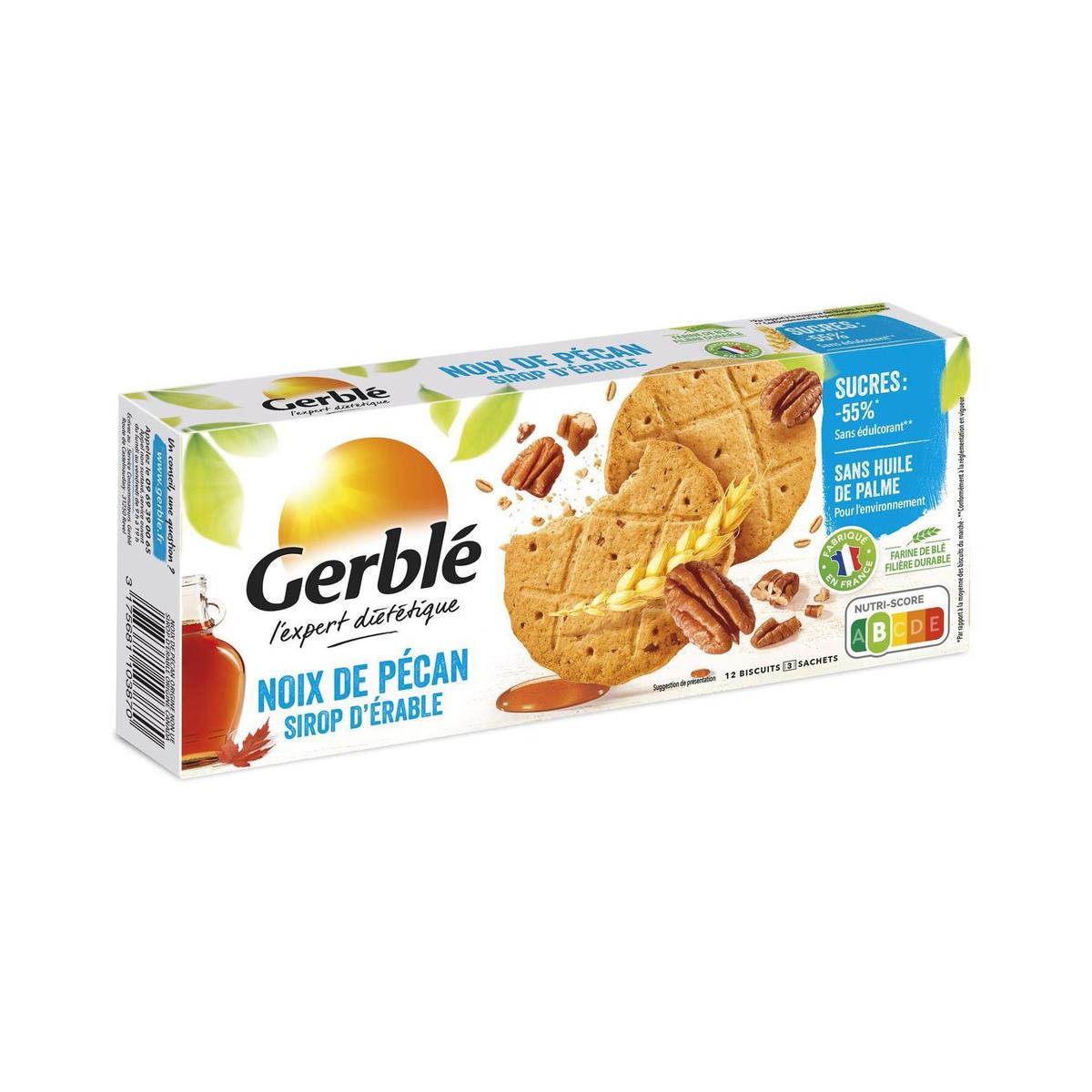 3175681103870 - Gerblé Teneur Réduite - 24 Sablés Noix de Pécan Sirop d'érable -55% de sucres en moins