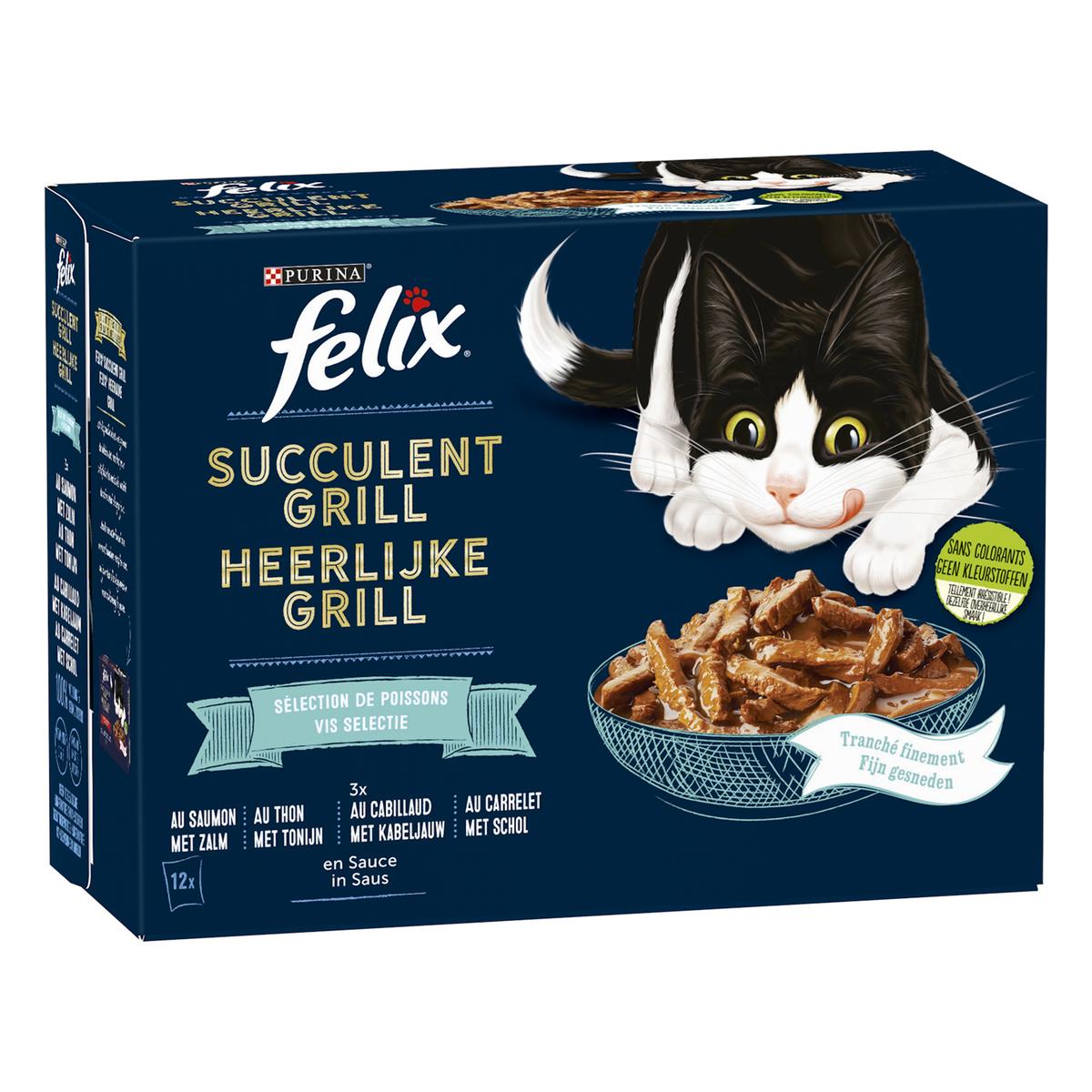 7613037528770 - Purina - Félix - Sachets en Sauce Succulent Grill Poisson 4 variétés pour chat