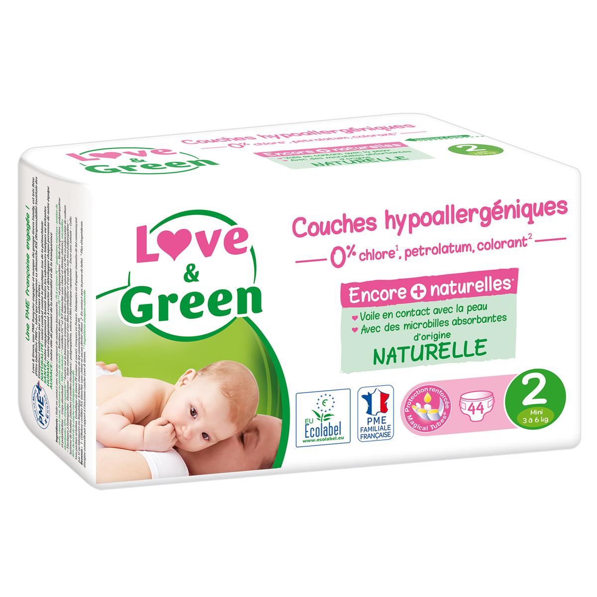 Love and Green Pure Nature Pack 6x35 Couches jetables taille 2 (3