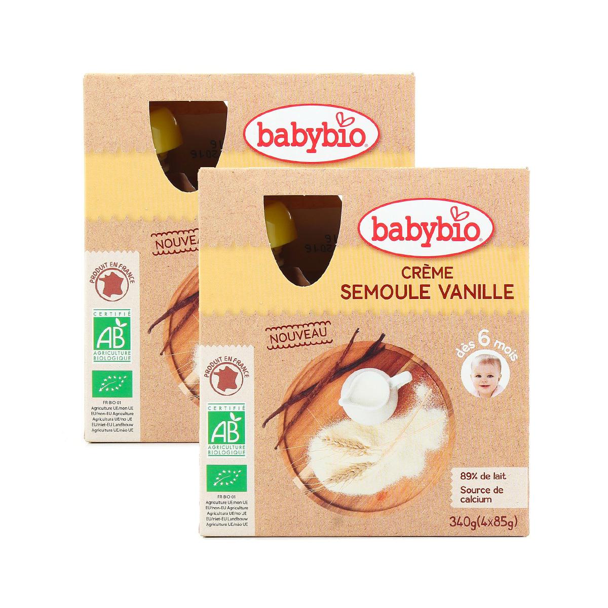 2050000394171 - Babybio - Dessert Lacté Crème Semoule Vanille Bio Gourde Bébé Dès 6 mois