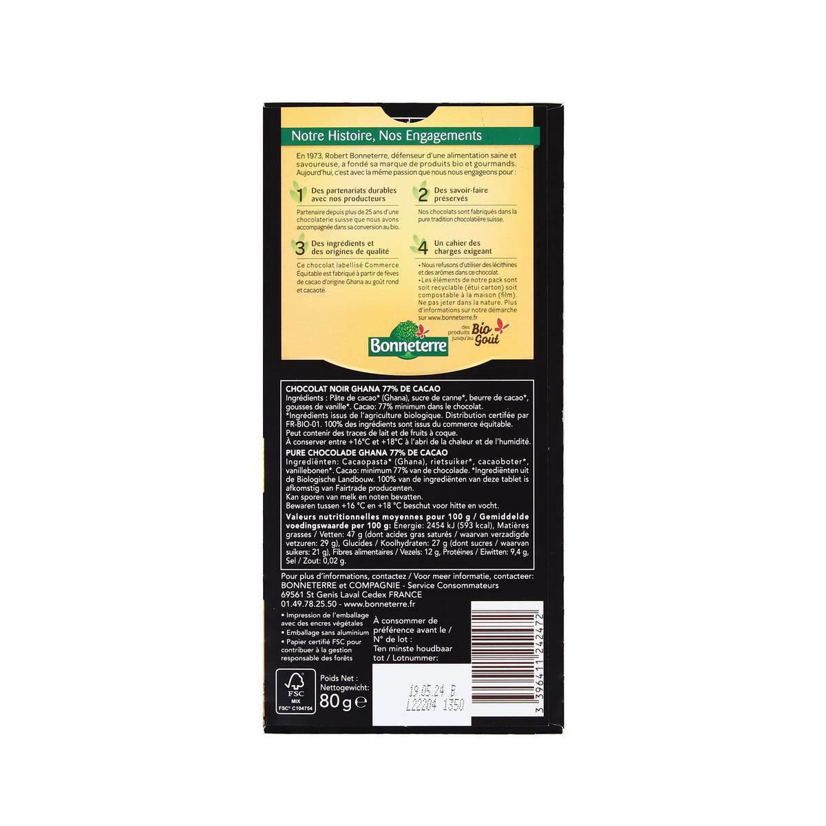3396411242472 - Bonneterre - Chocolat dégustion noir ghana 77% bio