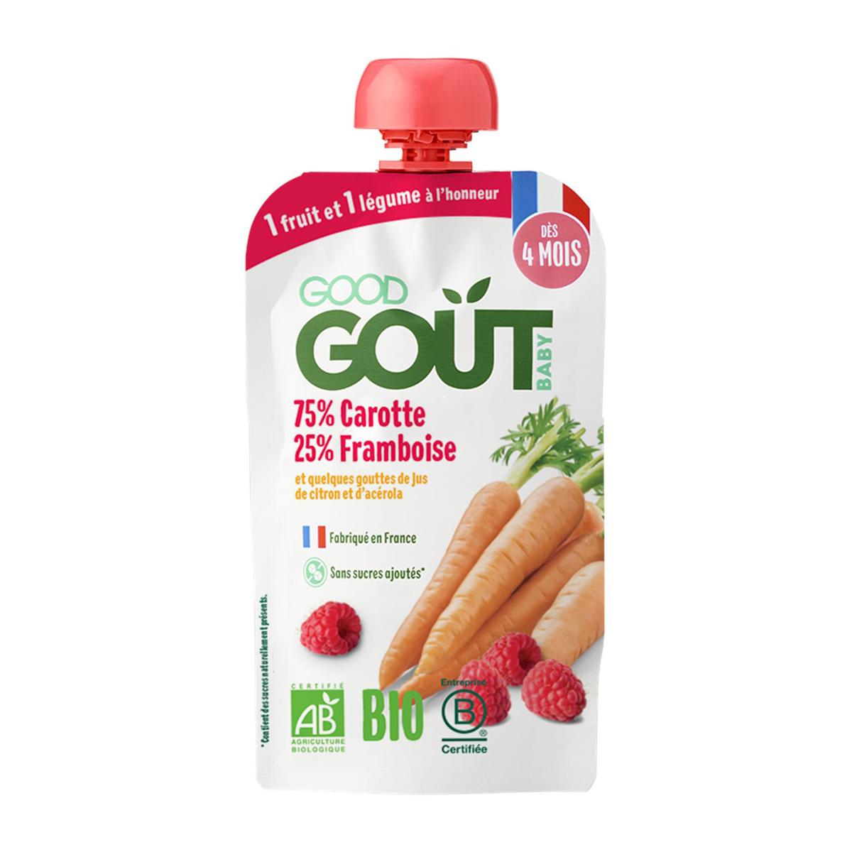 3760269315372 - Good Goût - Carottes Framboises Bio Gourde Bébé Dès 4 mois