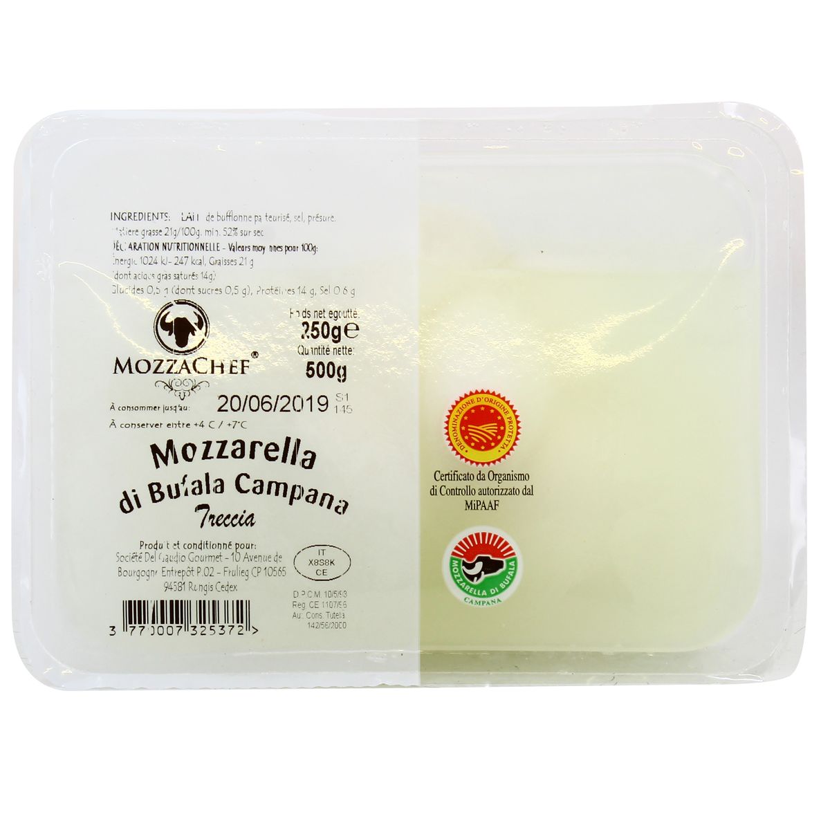 3770007325372 - Mozzachef - Mozzarella Buffala tressée - Lait de bufflonne pasteurisé