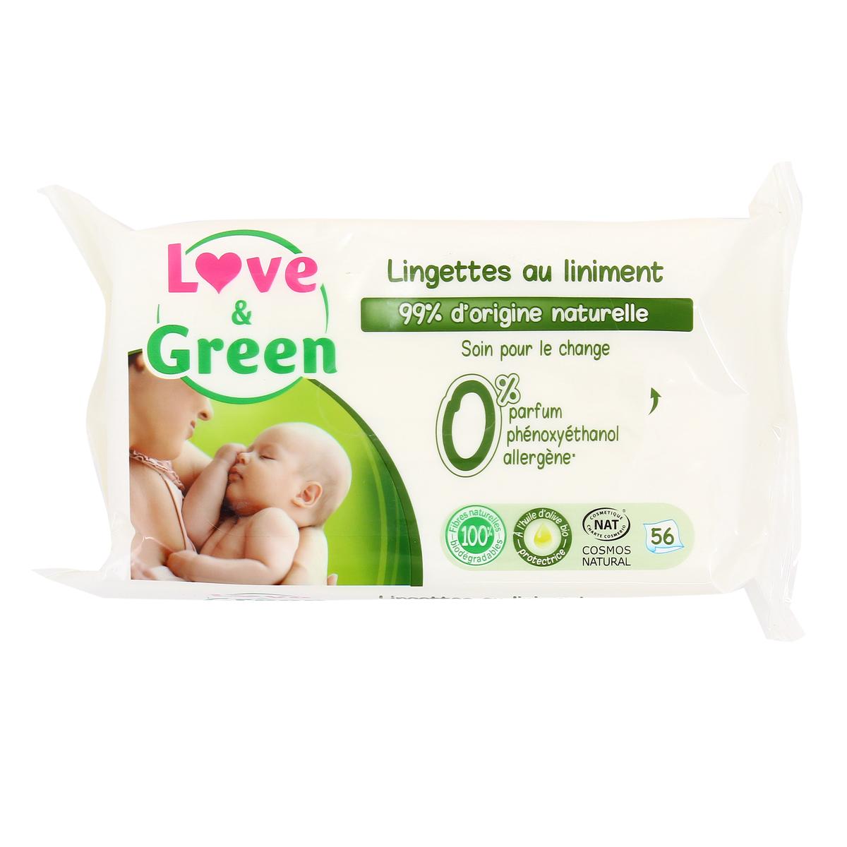 Lingettes et accessoires Love & Green Pack de 56 Lingettes au