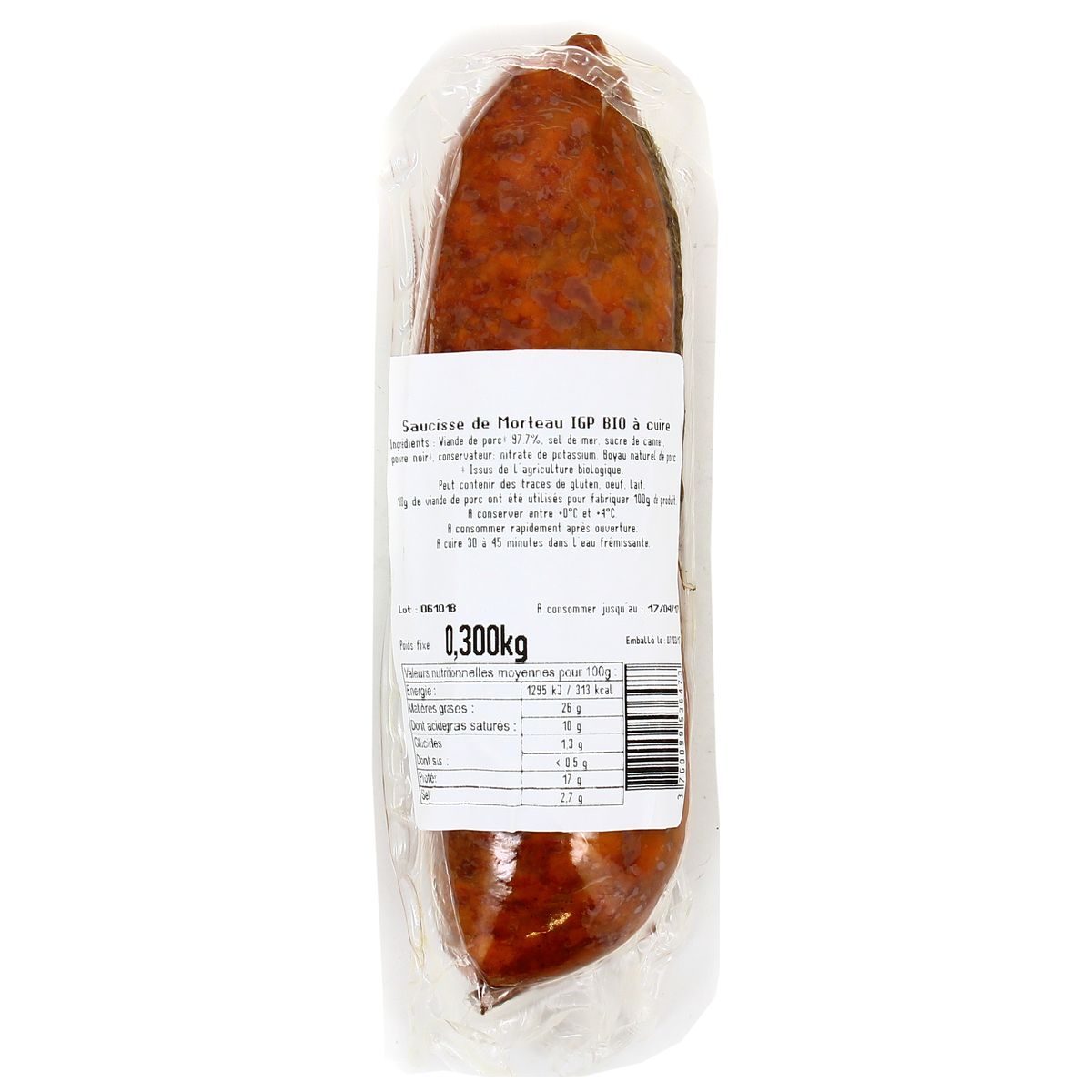 3760099536473 - Bonval - Saucisse de Morteau bio IGP