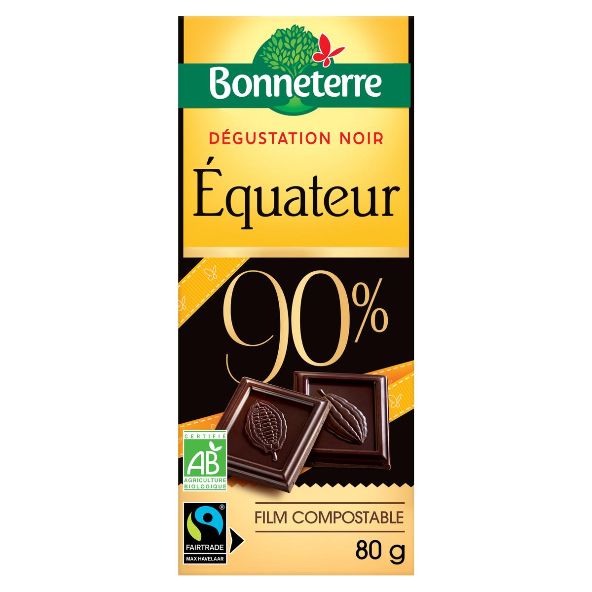 Livraison à domicile Bonneterre Chocolat Noir bio Équateur 90%, 80g