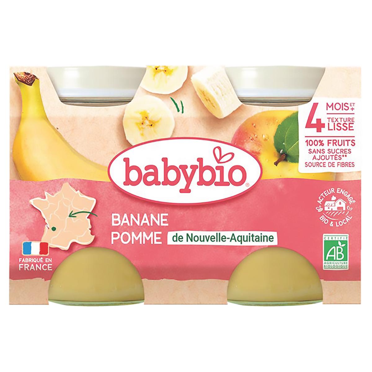 3288131510774 - Babybio - Banane, Pomme d'Aquitaine Bio Pot Bébé Dès 4 mois