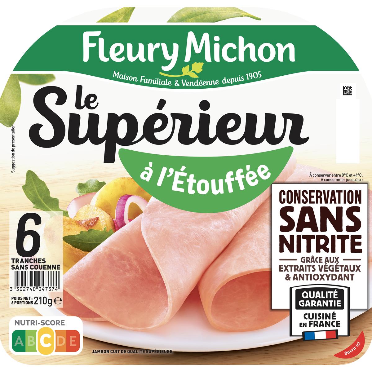 3302740047374 - Fleury Michon - Jambon Supérieur Cuit à l'Etouffée, Conservation Sans Nitrites