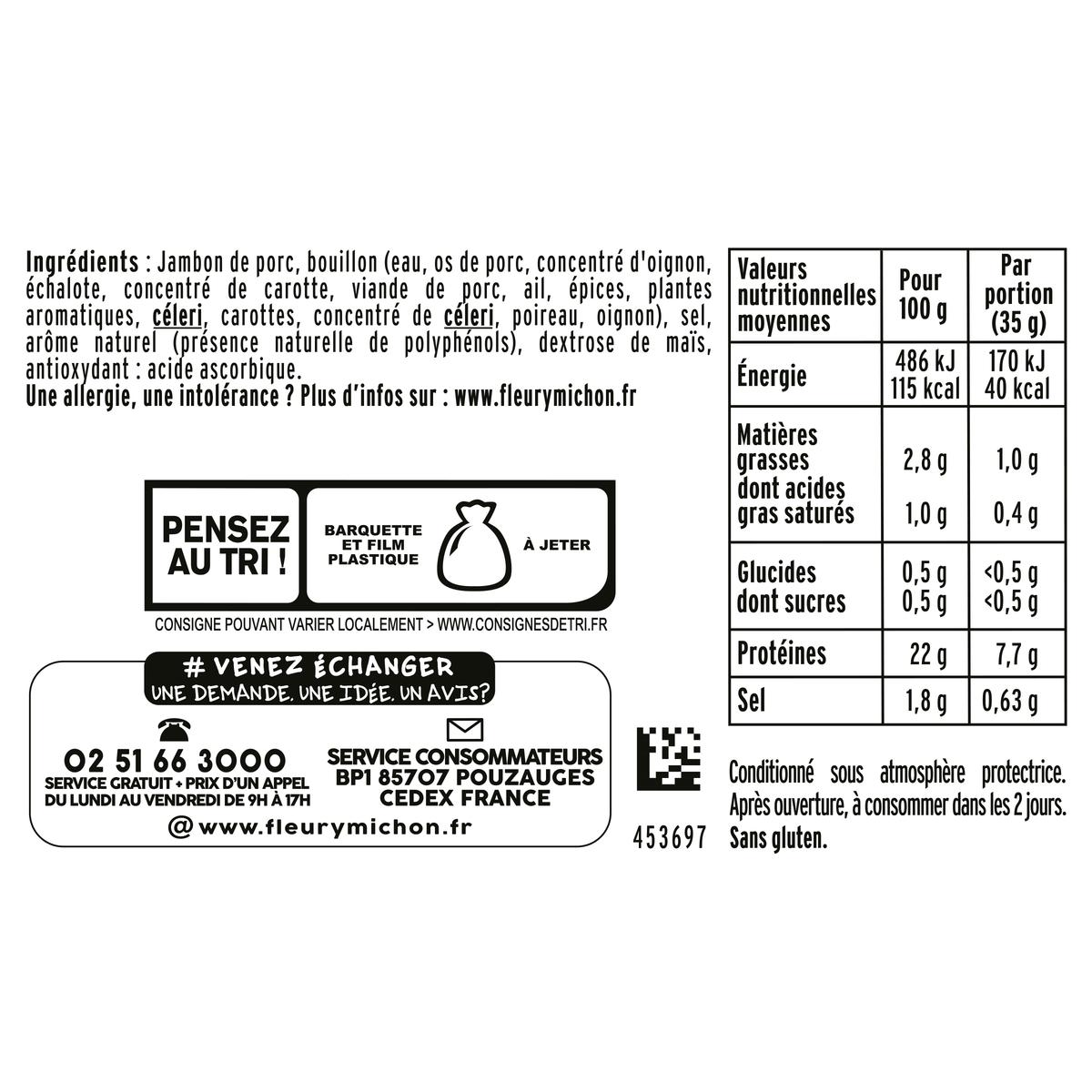 3302740047374 - Fleury Michon - Jambon Supérieur Cuit à l'Etouffée, Conservation Sans Nitrites