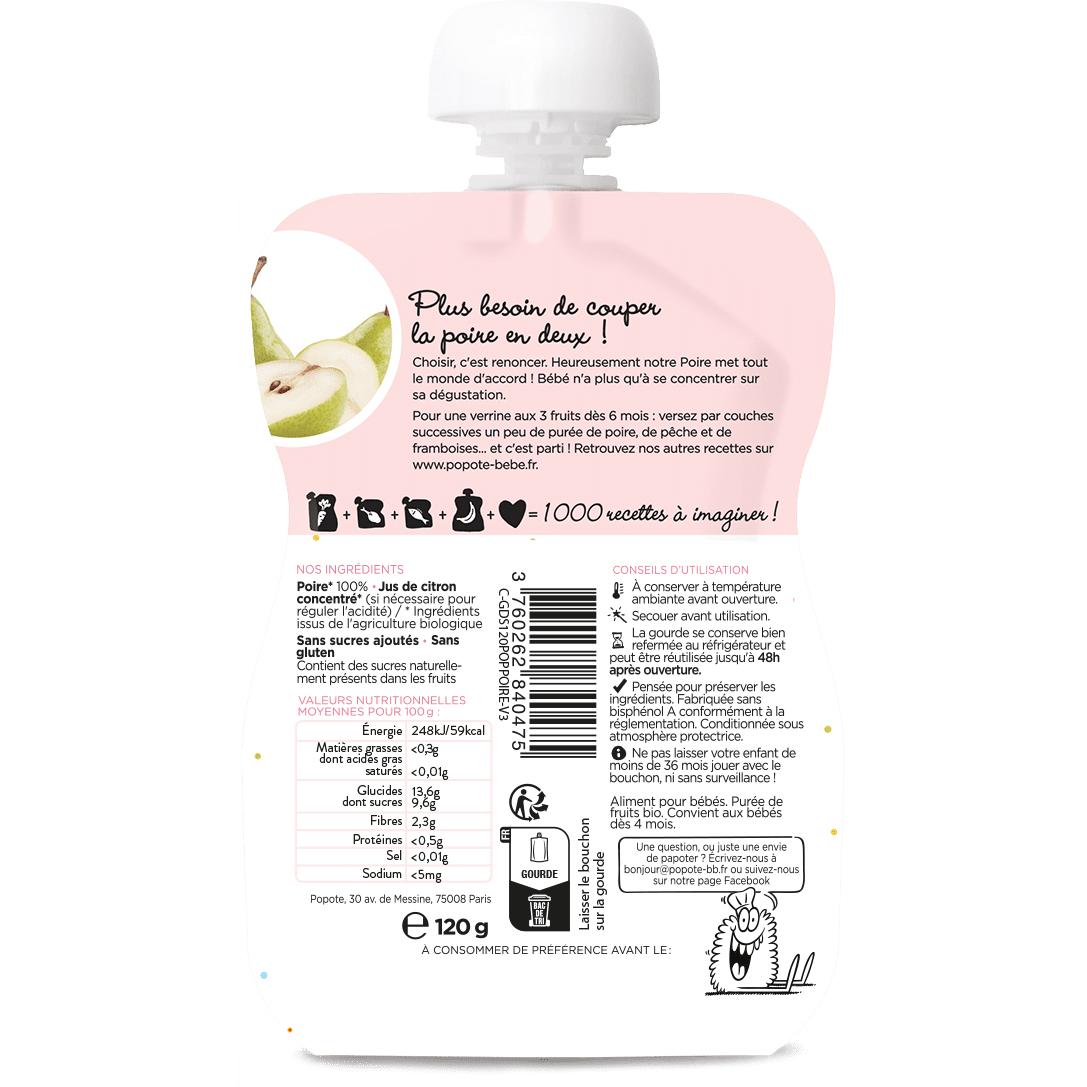 3760262840475 - Popote - Poire Bio Gourde Bébé Dès 4/6 mois