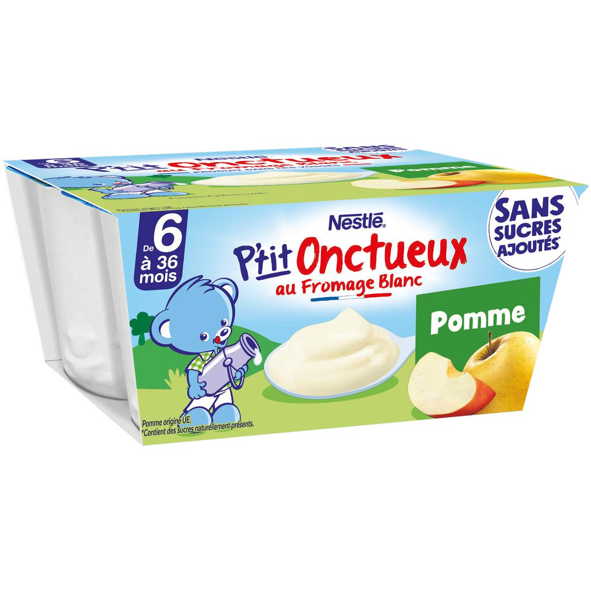8445290605375 - Nestlé - P'tit Onctueux - Desserts Lactés Pomme Fromage Blanc Sans Sucres Ajoutés Coupelle Bébé Dès 6 mois