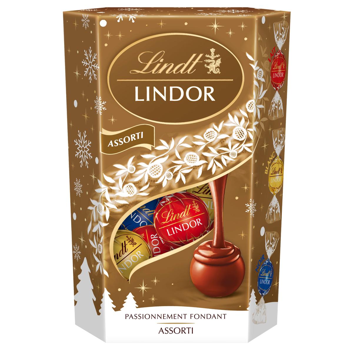 8003340097275 - Lindt - Cornet Assortiment Chocolat au lait, noir et blanc