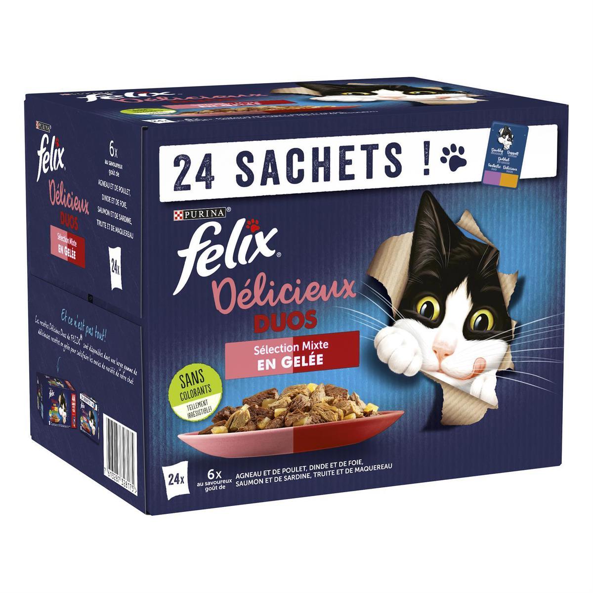7613287328175 - Purina - Félix - Sachets en Gelée Duo Tendres Effilés Sélection Mixte 4 Variétés pour chat