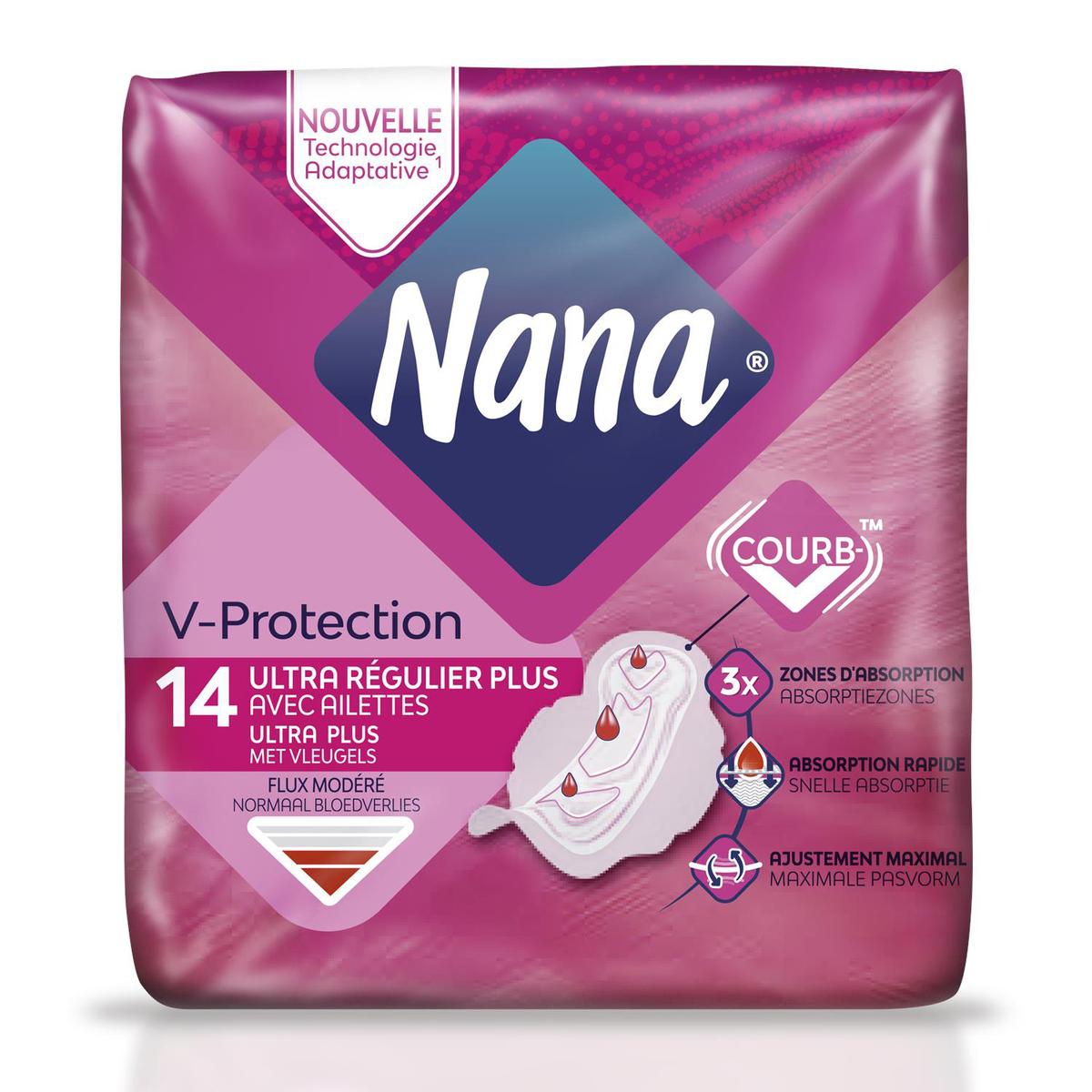 Nana Ultra Normal Plus - Serviette hygiénique avec ailettes - lot de 4  paquets de 28 serviettes - Cdiscount Au quotidien