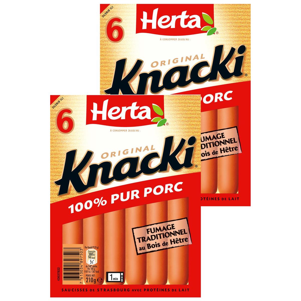 Herta Knacki Original Saucisses 100 Pur Porc 420g Lot De 2x6