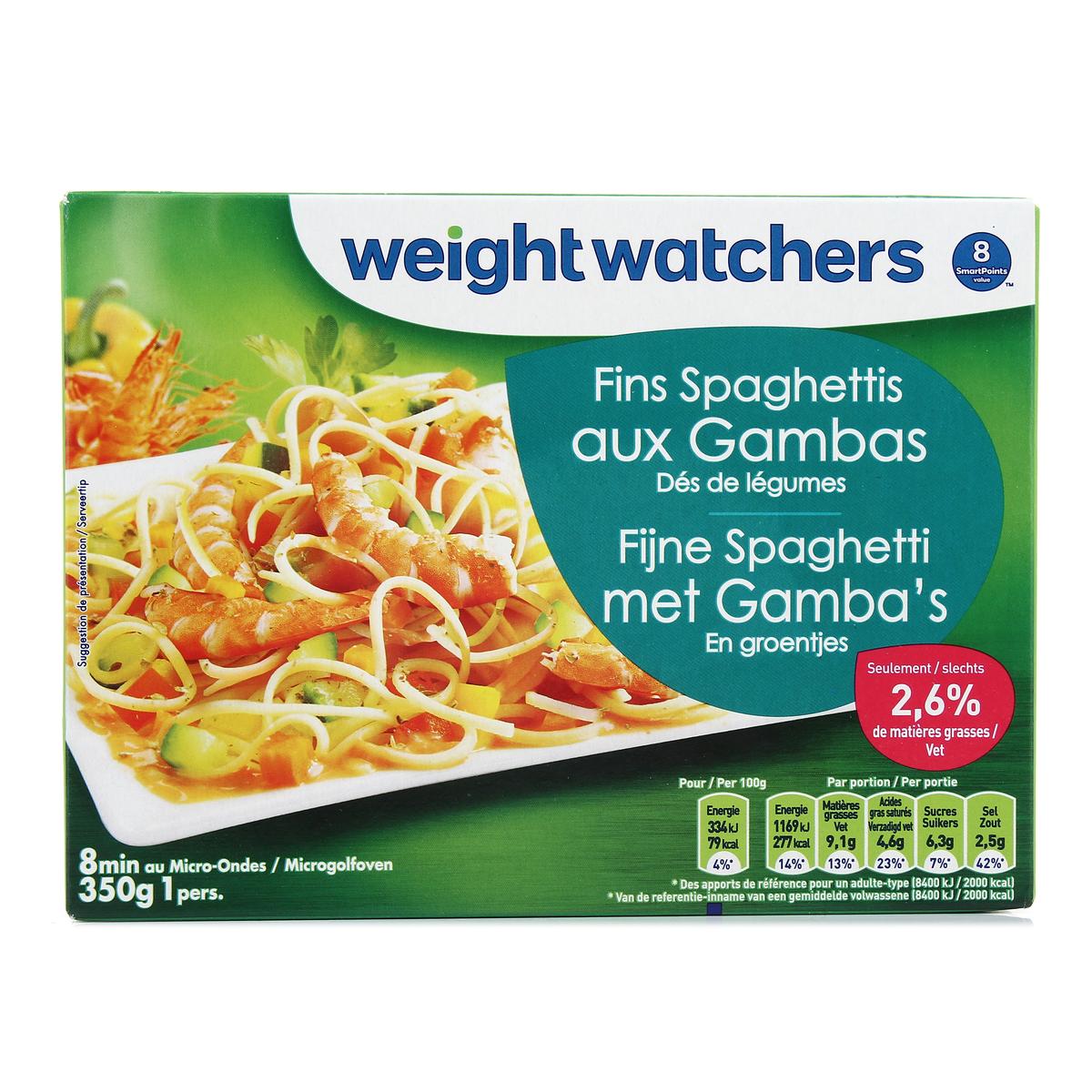 Weight Watchers Fins Spaghettis Aux Gambas Et Des De Legumes 350g