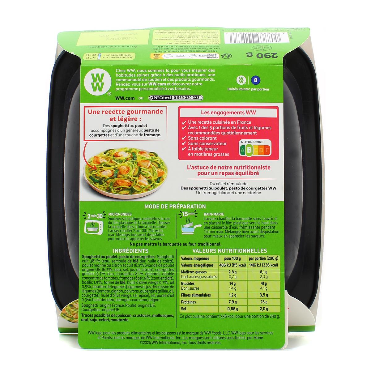 3248830001676 - WW - Spaghetti au Poulet et Pesto de Courgette