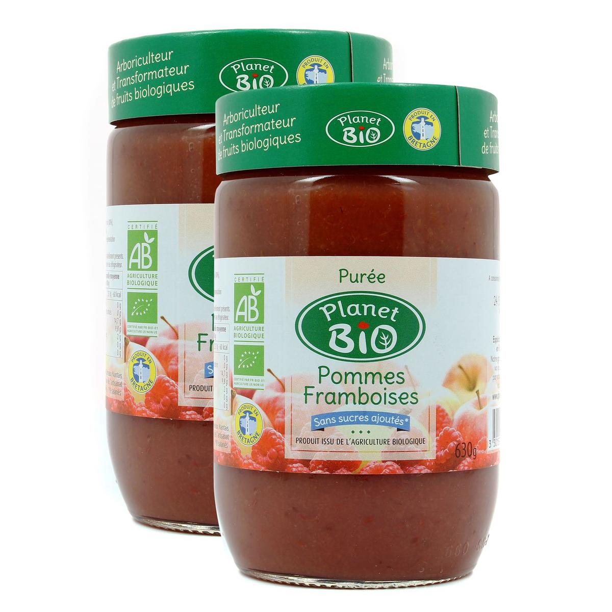 2050000386176 - Planet Bio - Purée pomme framboise bio sans sucres ajoutés