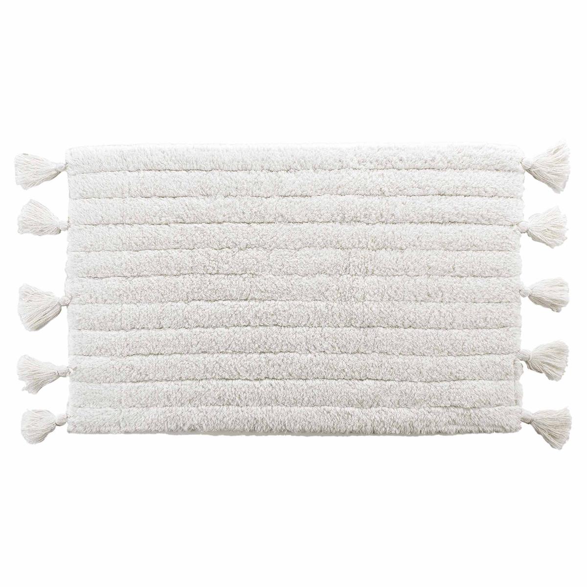 3574388016276 - Douceur D Interieur - Tapis de bain + pompon coton blanc