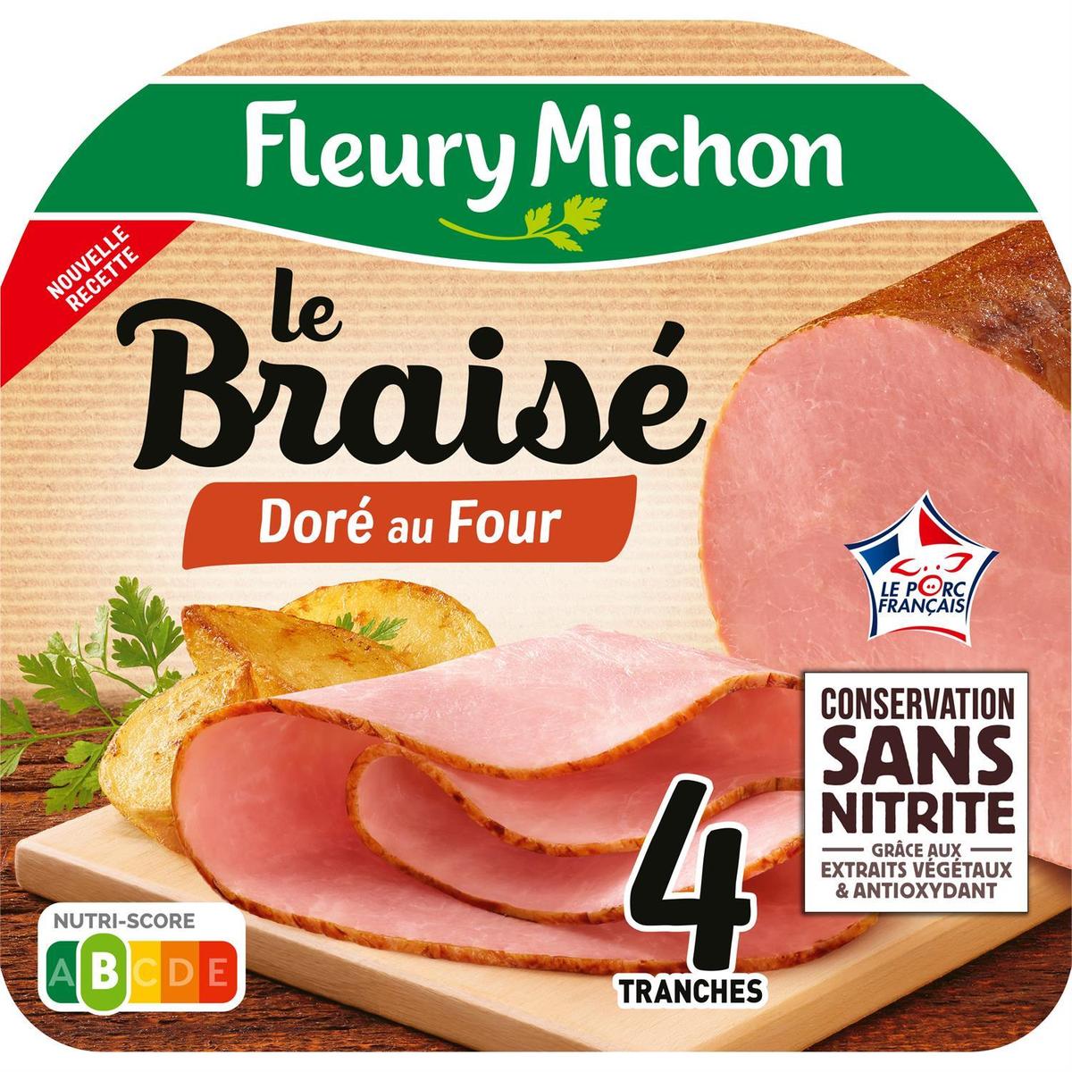 3302740010477 - Fleury Michon - Jambon Blanc Le Braisé, Conservation Sans Nitrites, 140g
