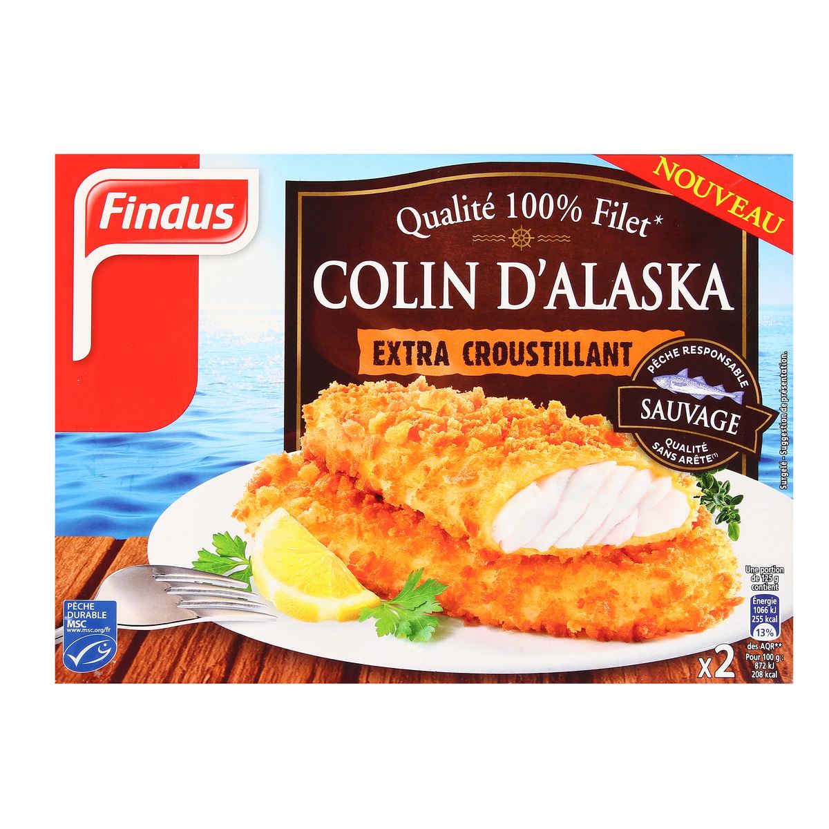 Findus 2 Panés de Colin d'Alaska Extra Croustillant qualité 100 filet