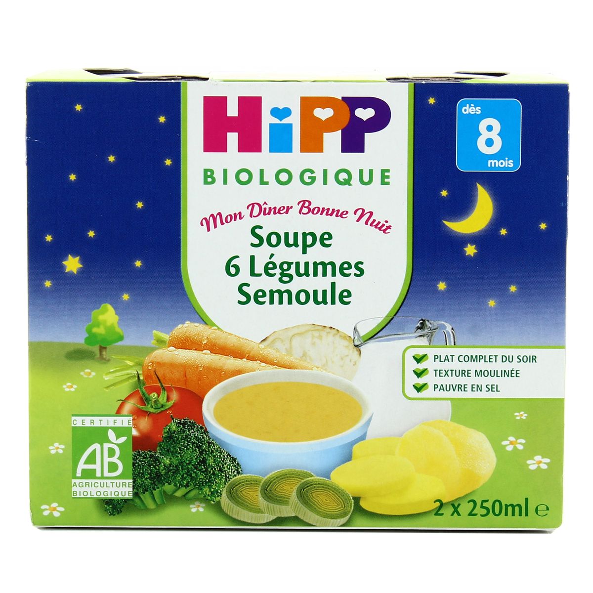 Achat Vente Hipp Soupe 6 Legumes Semoule Bio Des 8 Mois 2x250ml