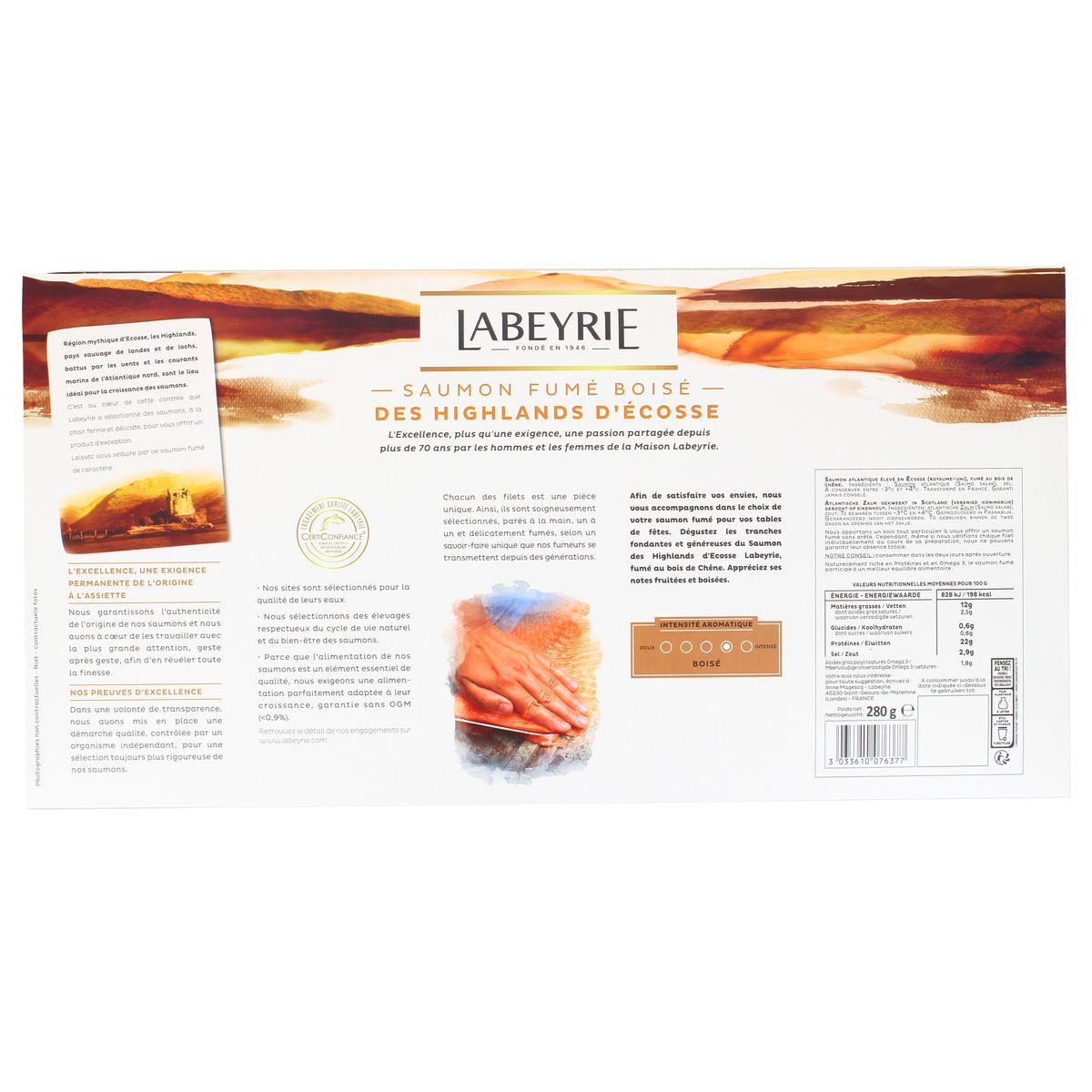 3033610076377 - Labeyrie - Saumon Fumé des Highland, Grande Origine 280g