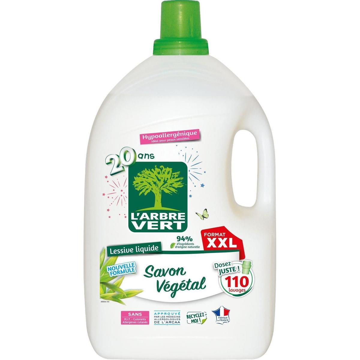 L'Arbre Vert Lessive au savon végétal écologique, hypoallergénique