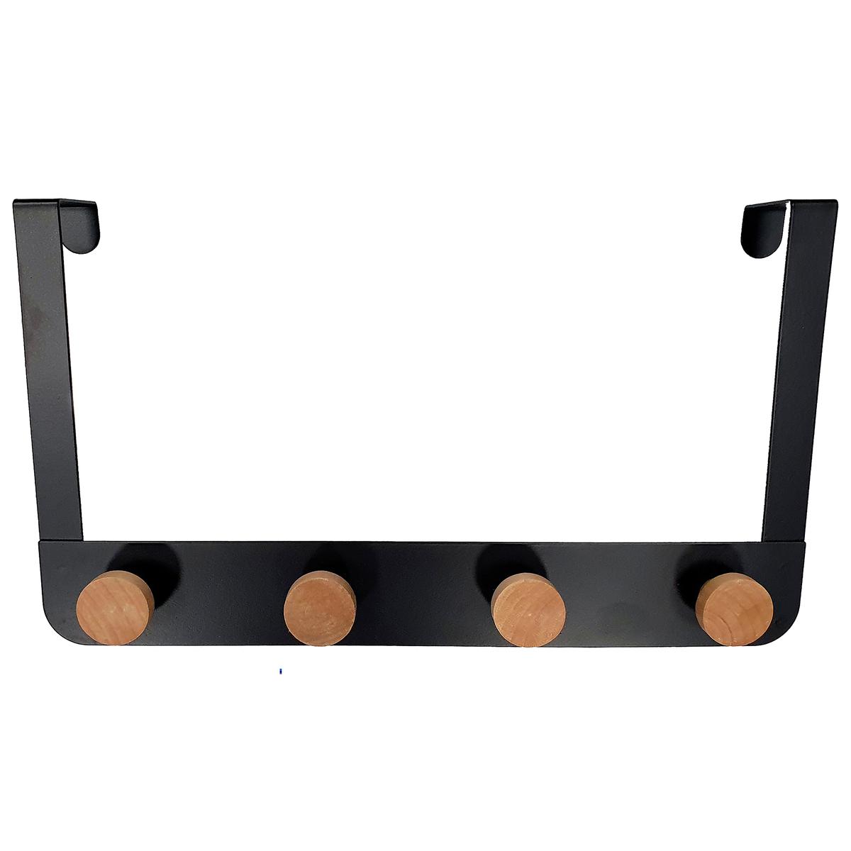 3162450007477 - Arvix - Patère de porte 4 têtes - Noir et bois