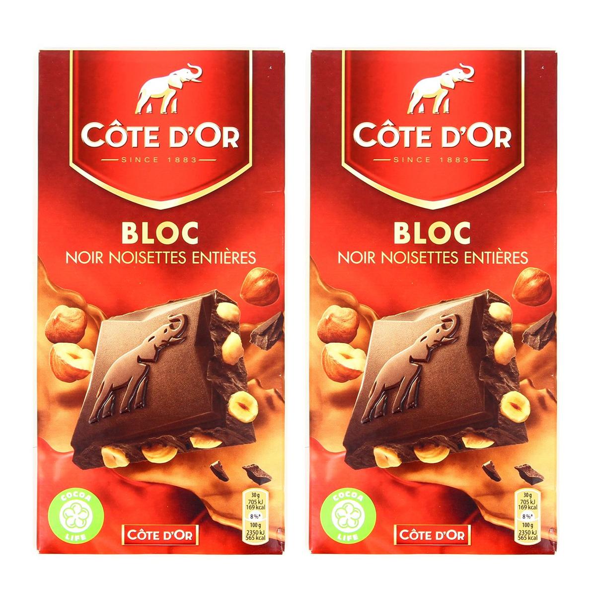 Côte d'Or Chocolat au lait noisettes entières - Les 4 tablettes de 180g :  : Epicerie