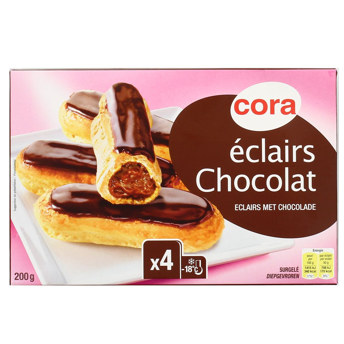 Livraison A Domicile Cora 4 Eclairs Au Chocolat 4x50g Boite De 0g