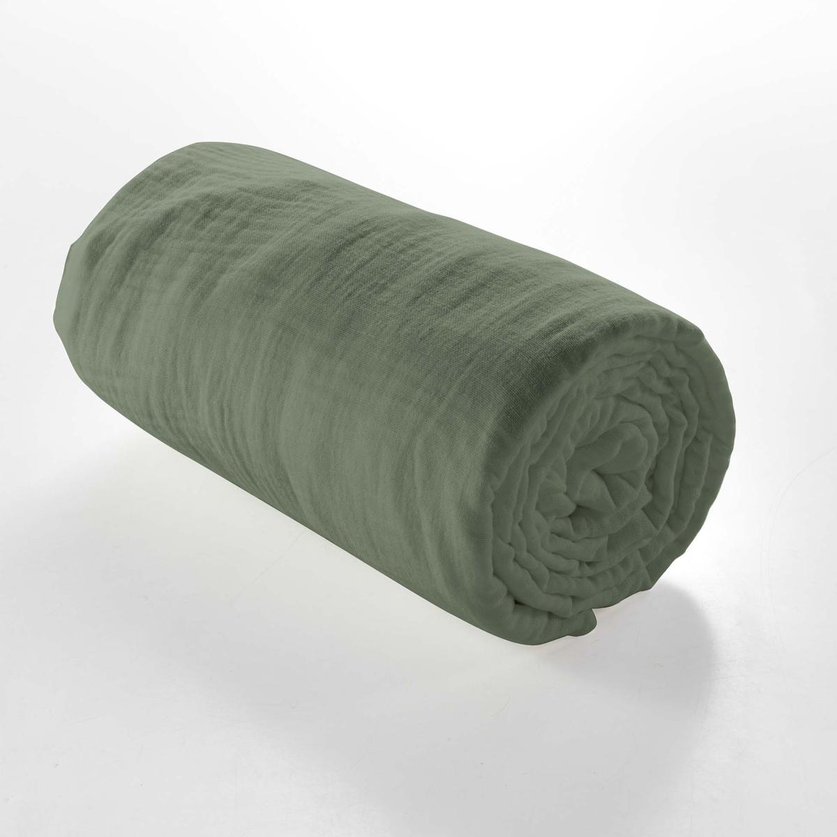 3574386448277 - Douceur D Interieur - Drap housse gaz kaki 2 personnes