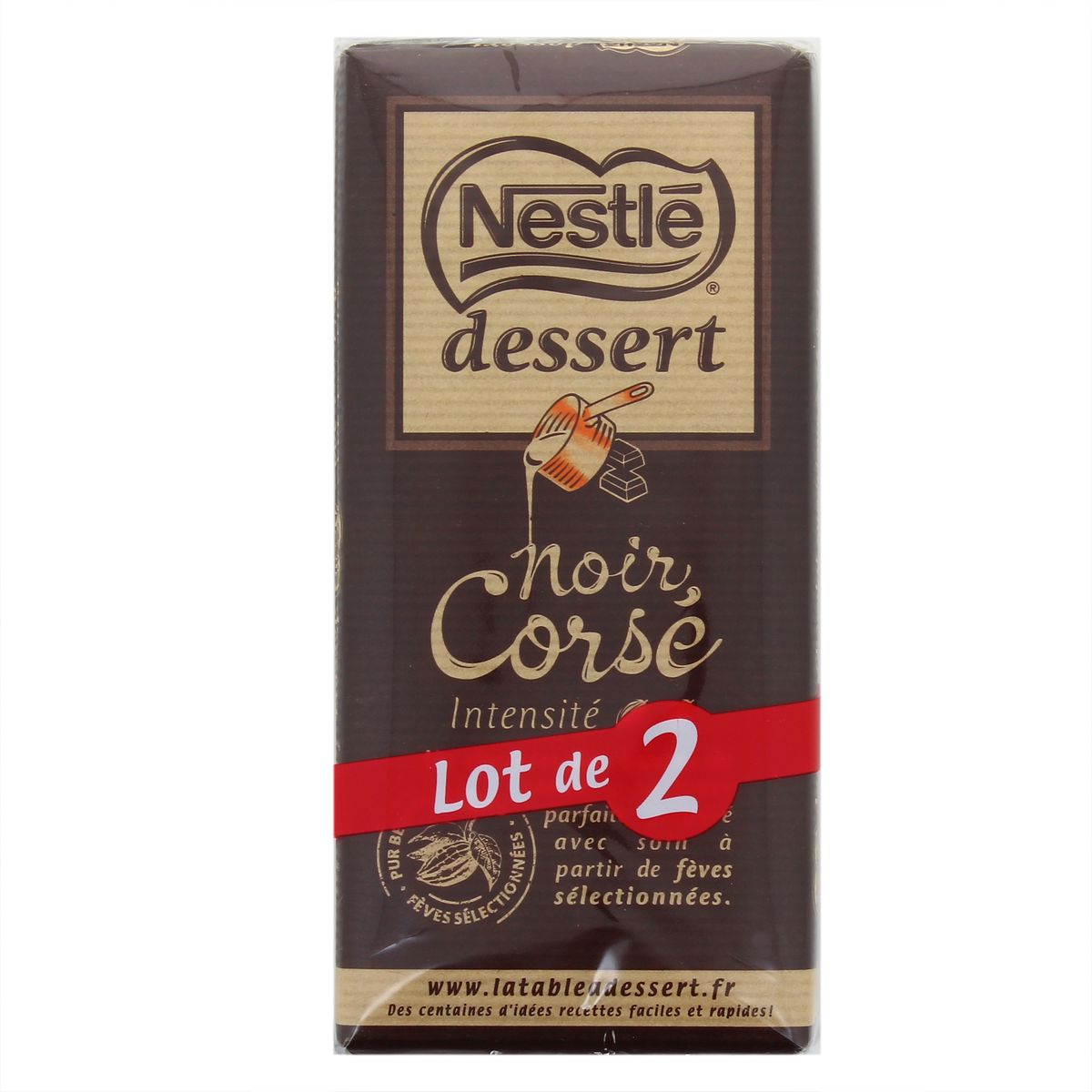 Promotion Nestlé Dessert Chocolat à pâtisser noir, Lot de 2 paquets de  2x205g
