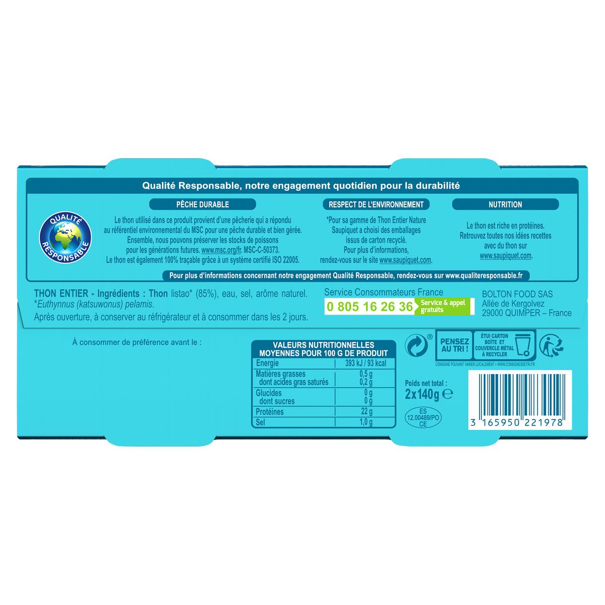 3165950221978 - Saupiquet - Thon entier naturel MSC sans égouttage
