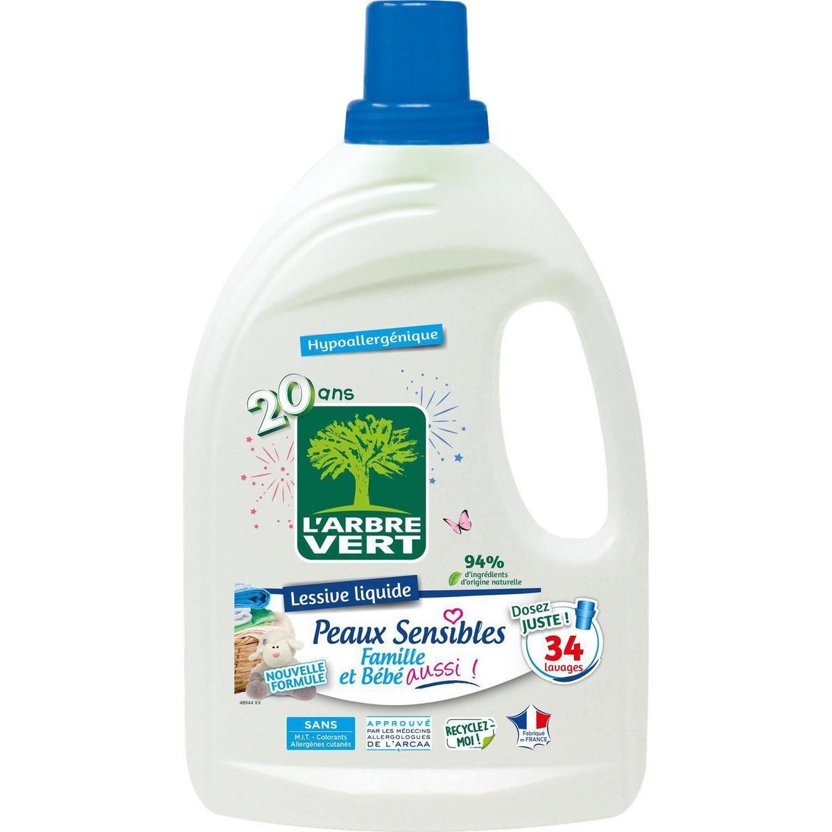 Liquide vaisselle mains sensibles L'Arbre Vert écologique - Bidon