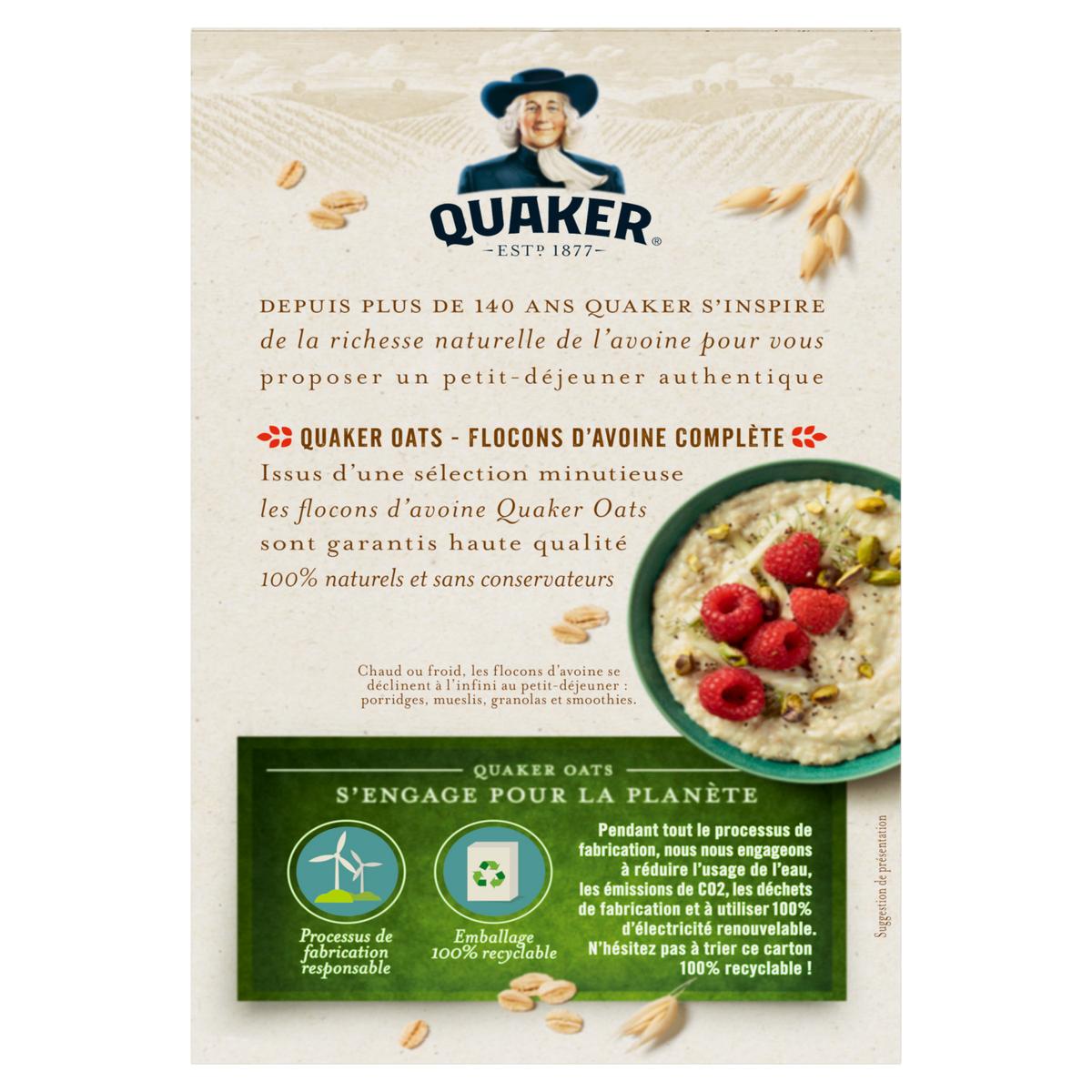 Calories et les Faits Nutritives pour Quaker Flocons d'avoine (40g)