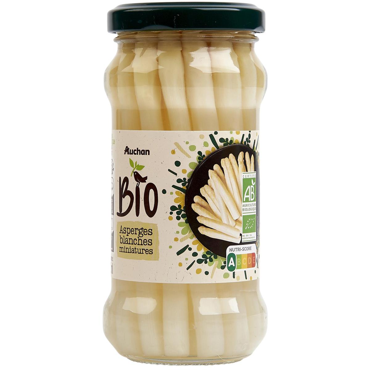 3596710500079 - Auchan BIO - Asperges blanches miniatures Bio en bocal 